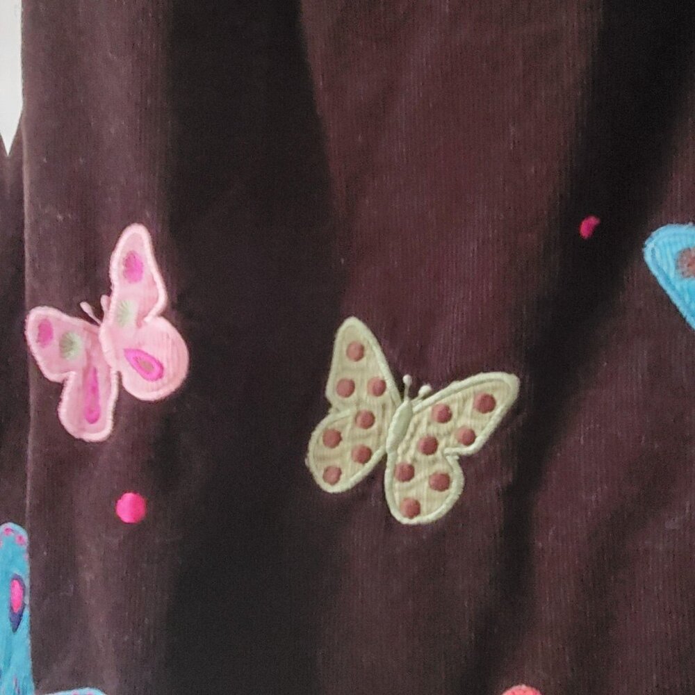 Bonnie Jean Girls Butterfly Applique Corduroy Halter Jumper Dress Brown Size 6X - Picture 6 of 11